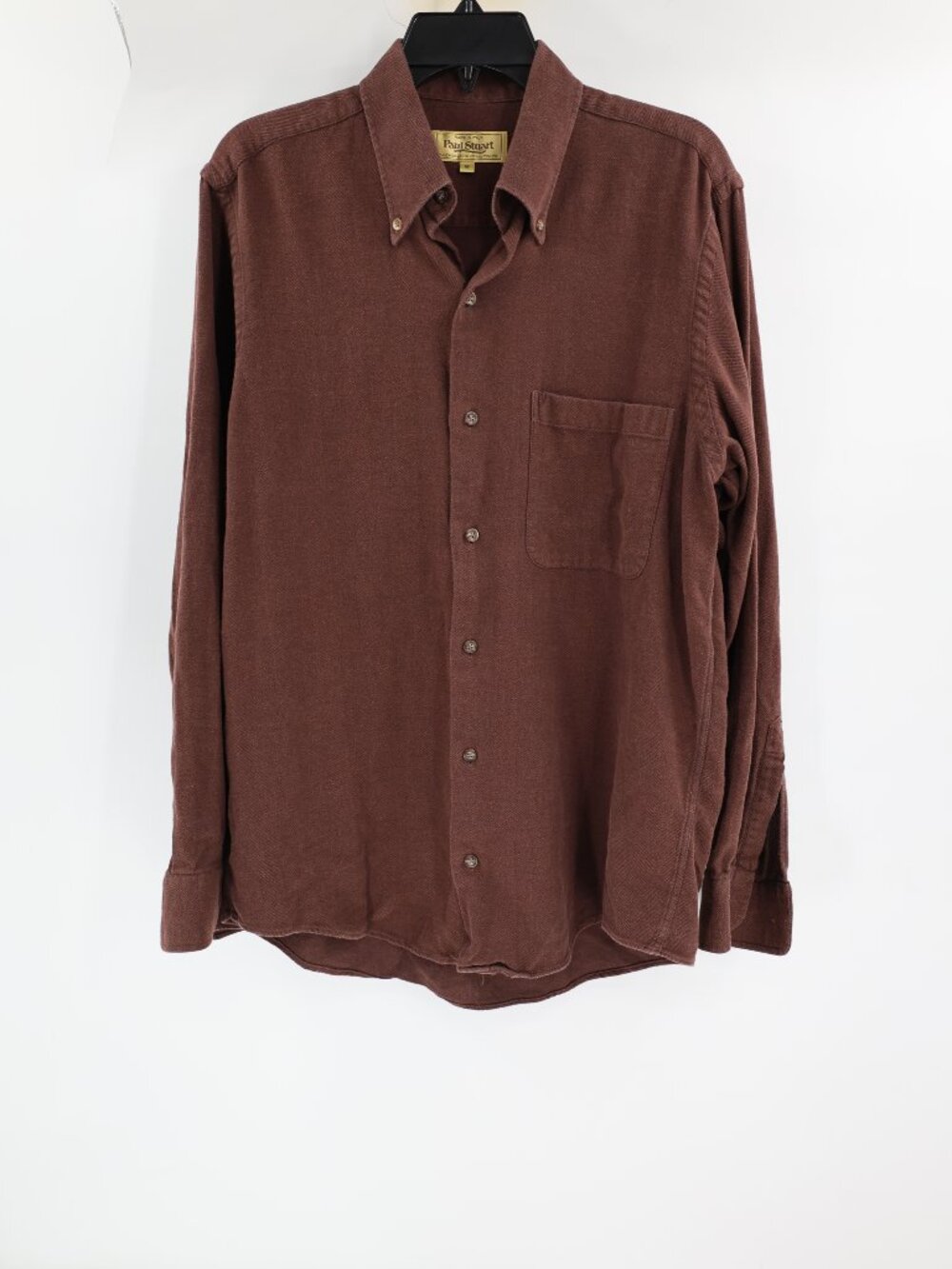 VTG Paul Stuart Shirt Mens Medium Herringbone Long Sleeve Button Down Flannel